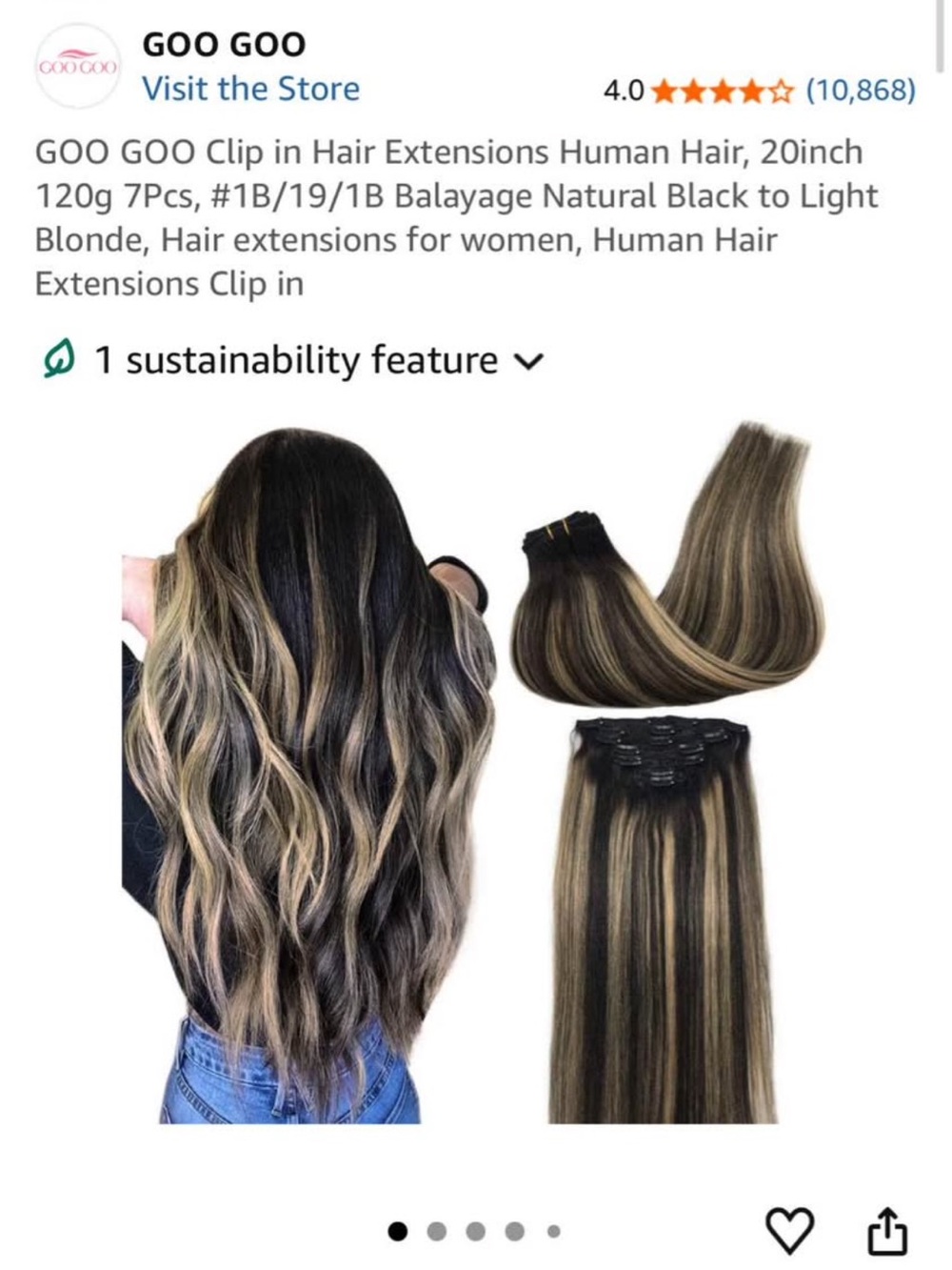Clip In Human Hair Extensions - Picture 5 of 6